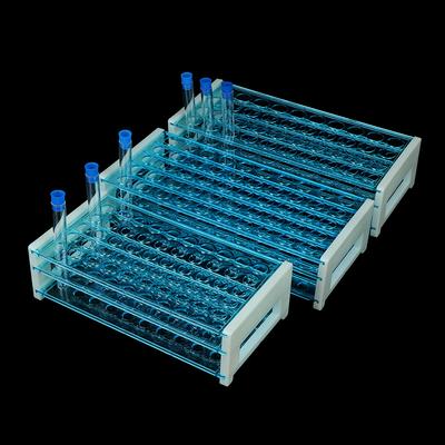 10 Stuks Plastic Reageerbuizen Flesjes Met Doppen & Reageerbuisrek Houder Standaard 40/50 Gaten