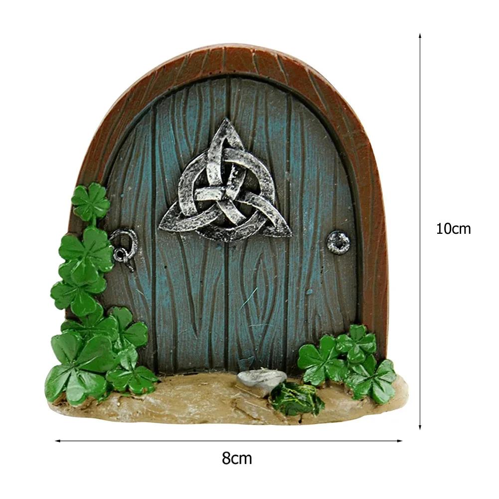 Miniature Fairy Door Figurine Elf Home Ornament For Yard Art Garden Tree Sculpture Statue Wooden Dollhouse Outdoor Garden Decor