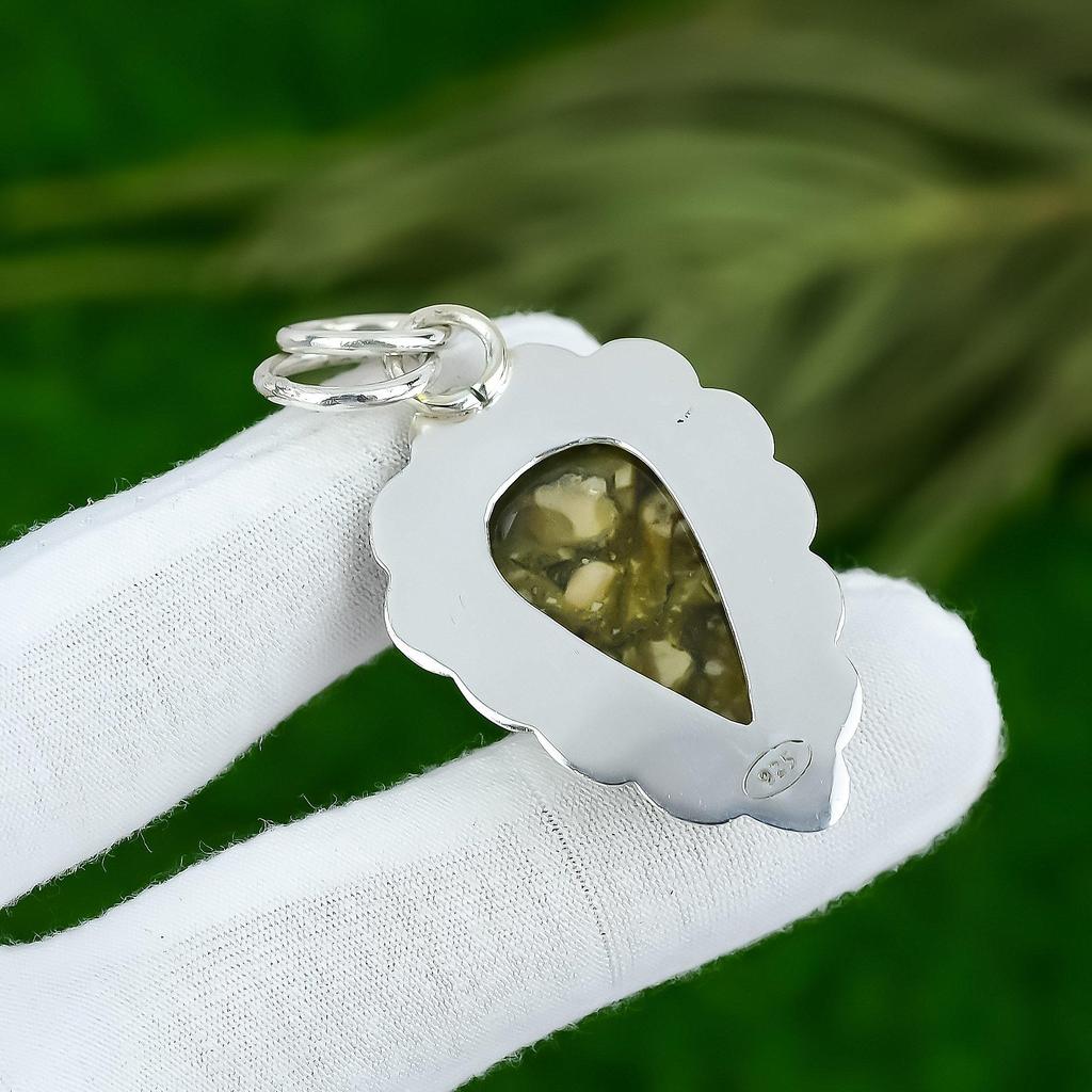 Rainforest Jasper Gemstone Engagement Wife Bezel New Pendant 925 Sterling Silver