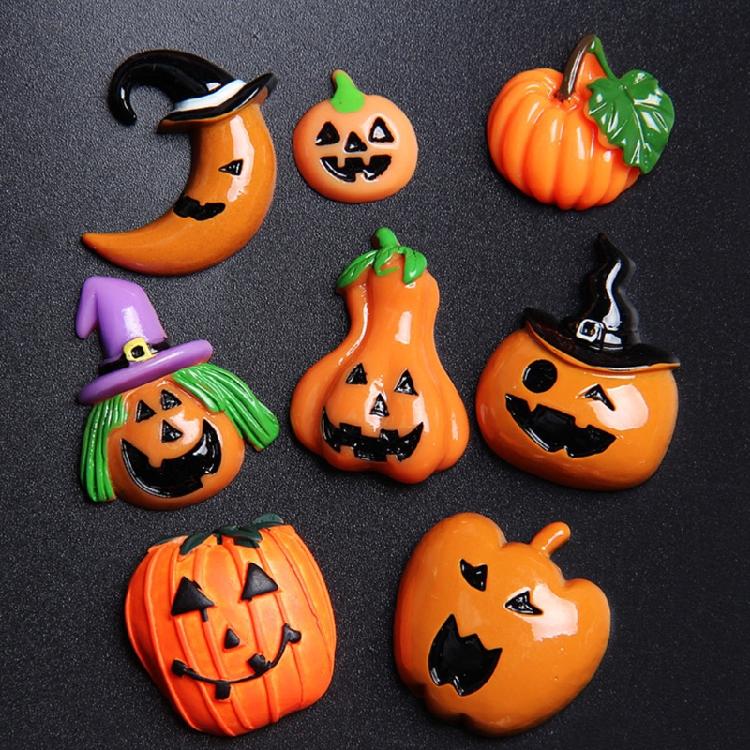 Pumpkin Ghost Skull Witch Hat Flat Back Cabochon Art Supply Decoration