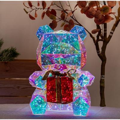 Weihnachts-Teddybär Nachtlicht mit Geschenkbox Leuchtendes Schillerndes Glühendes Ornament Familie 2025 Weihnachtsdekoration Kreative Geschenke
