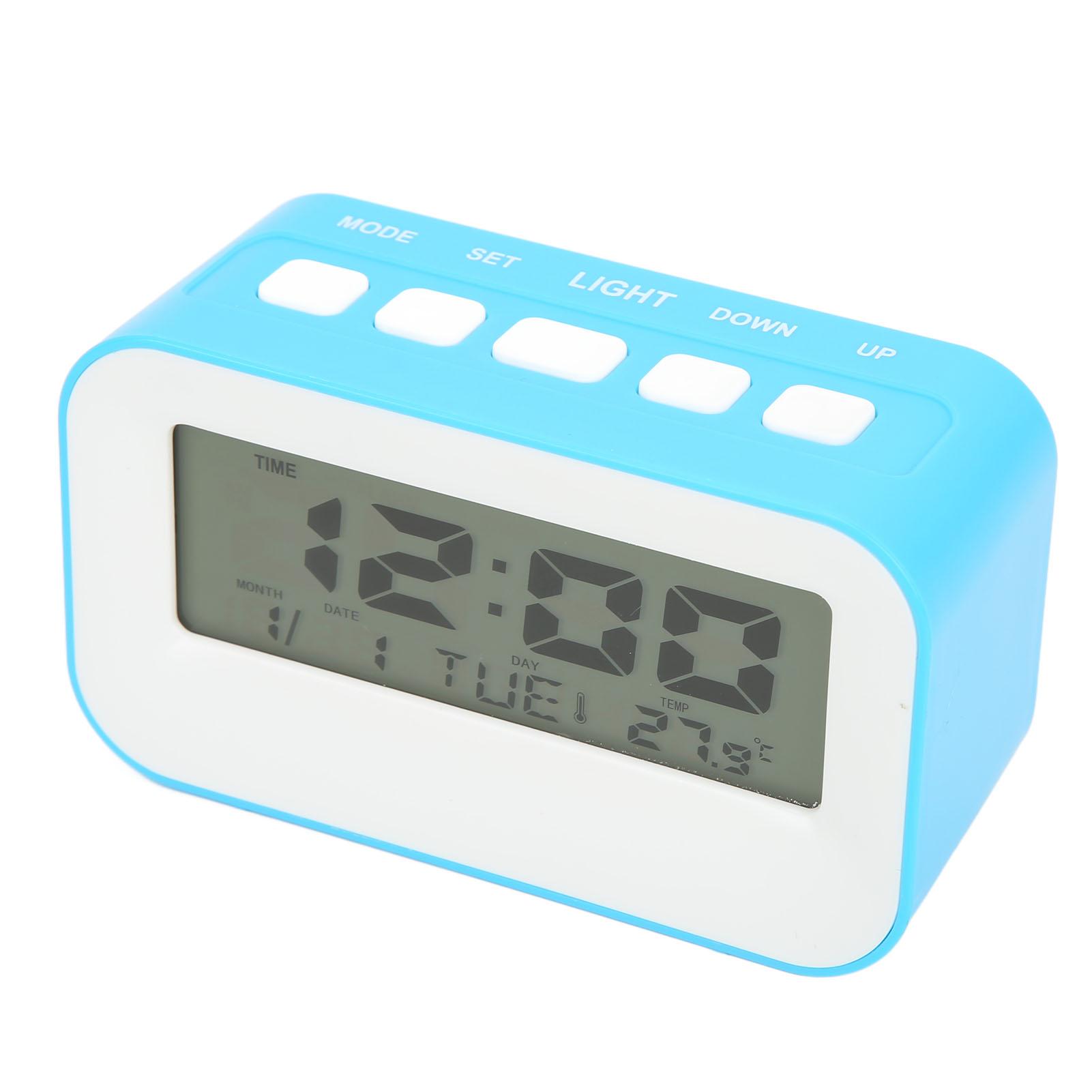 

LCD Kids Alarm Clock Backlight Musical Alarms Birthday Reminder Blue Electronic Alarm Clocks for
