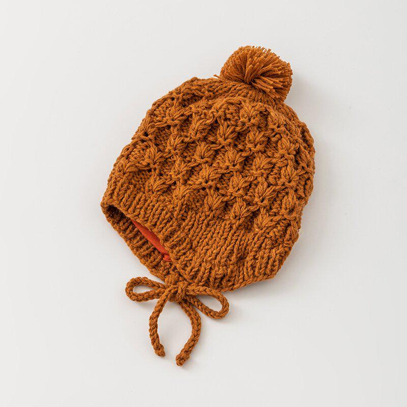 Korean-Style Hand-Knitted Wool Hat for Newborns – Warm, Windproof, and Ear-Protective for Boys and Girls.