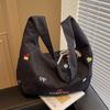 2025 New Korean Casual Embroidery Tote Bag Ins Wind Trend Large Capacity Student Class Commuter Shoulder Bag