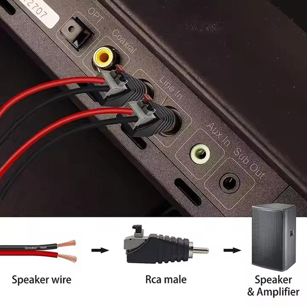 1/2PCS RCA Plug Male Female Connectors RCA Lotus Head Welding-free Audio Speaker Press Type Terminal AV Plug Socket Cable Adapte