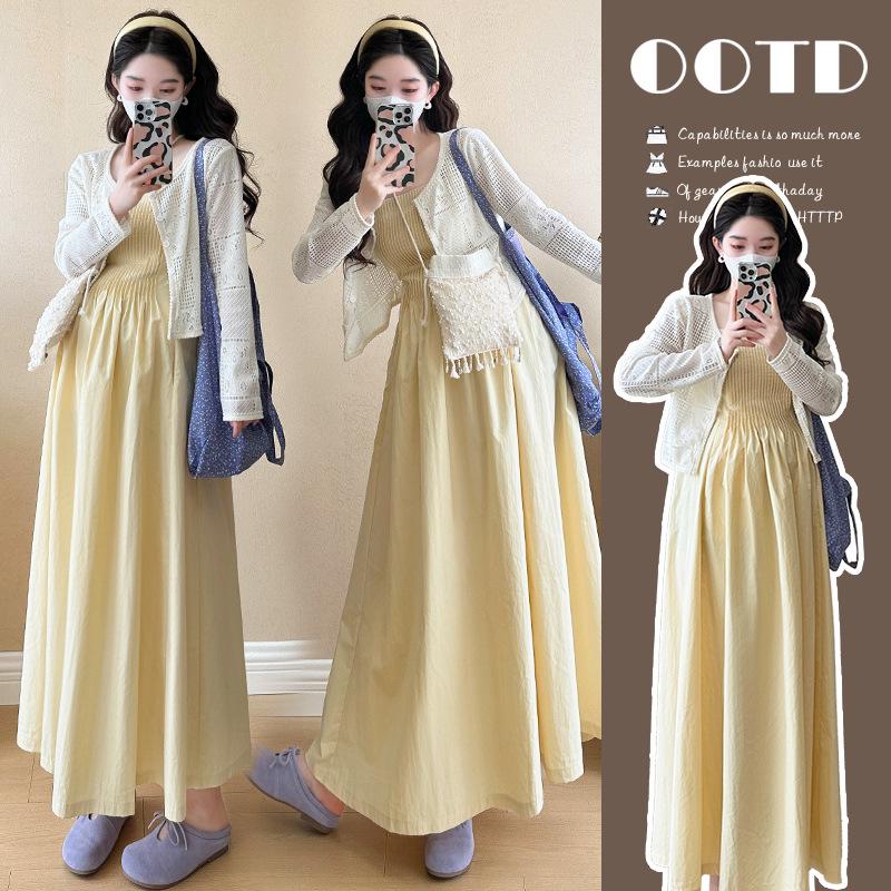 Chic Summer Maternity Dress Set: Stylish High-End Skirt for Expecting Moms 2XL