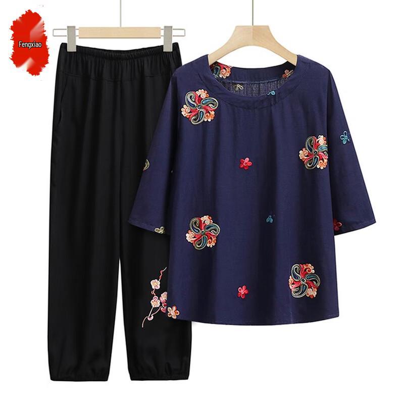 Elderly Women's Summer T-shirt Top Set