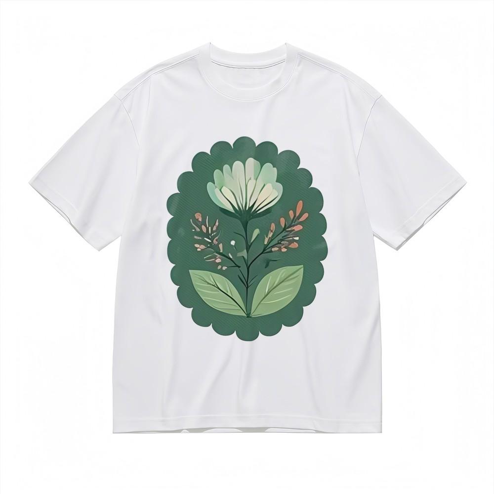 

Женская мягкая дышащая классическая футболка на все сезоны, с цветочным принтом и зеленой окантовкой 3XL