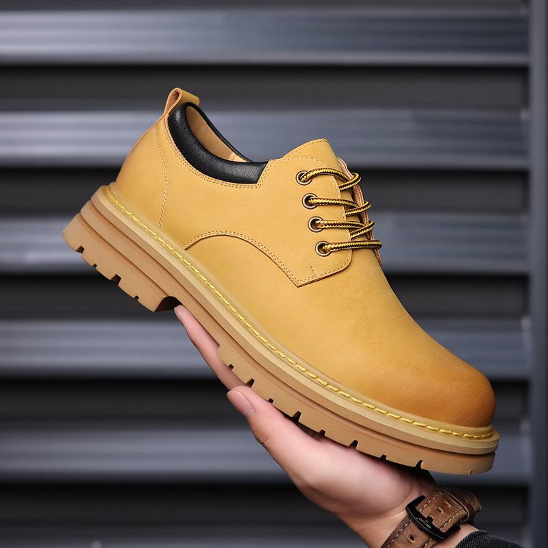 Youth shoes casual soft sole outdoor sports men's business casual British yellow leather men's versatile tooling shoes big head shoes