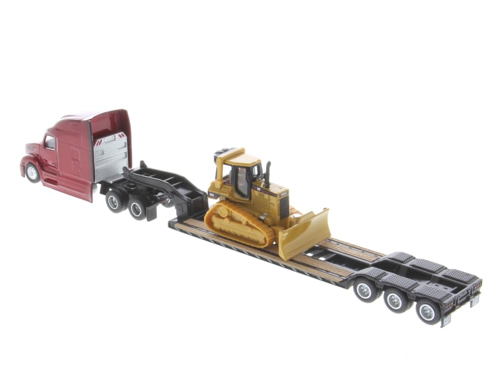 DIECAST MASTERS Peterbilt 579 Ultraluft Tandem with Cat D5M Loading Lowboy Trailer Scale Model 84419 1/87