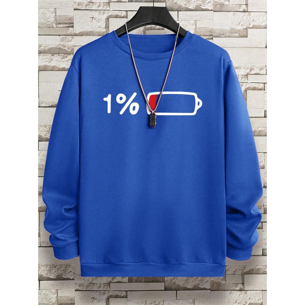 Naléhavé Pro Nabíjení 1% Vtipný Potisk Pánské Oblečení Vzor Volná Mikina Nová Oversized Dlouhý Rukáv Street Dámské