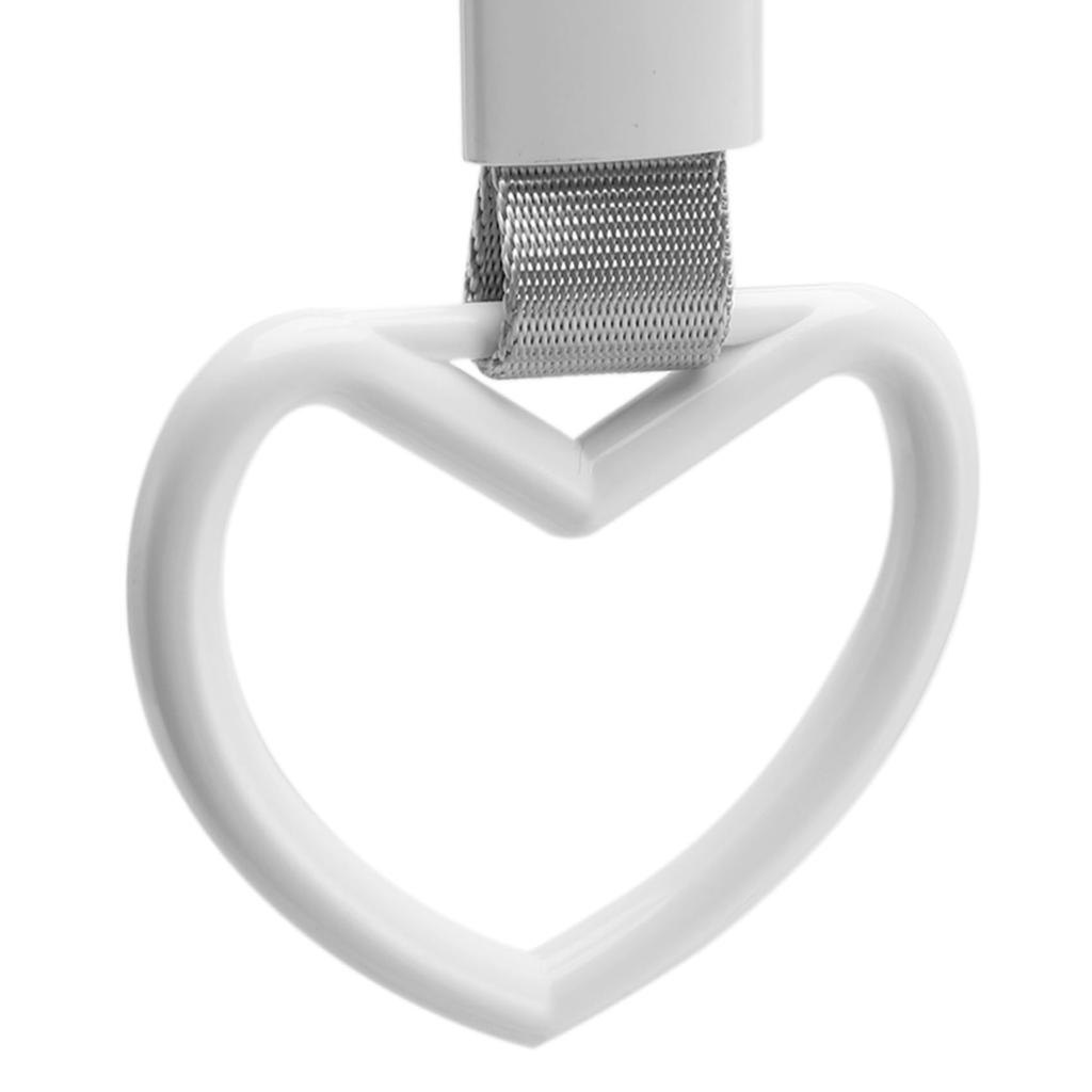 Inscriptions 2X Leather Ring Heart JDM Train Bus Handle Hand Strap Drift Charm Strap Drift Car Styling