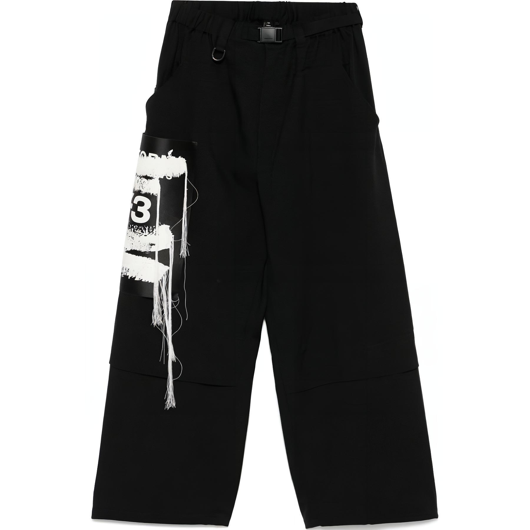 

Y-3 Mid-Rise Loose Logo Wide-Leg Casual Pants Men pants Black JN3704 M