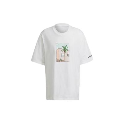 Originals Trefoil Print Loose Round Neck Sport Short Sleeve T-Shirt Men Tops White HB1816