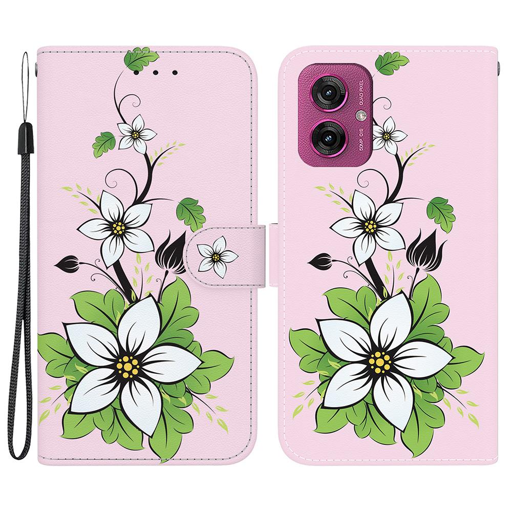 Etui portfelowe na telefon Motorola Moto G55 5G, Skórzane etui z klapką zapobiegające upadkom, Nadruk wzoru