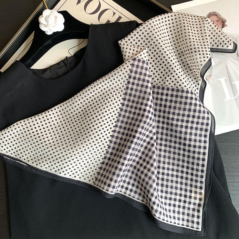 Silk Cotton! New Versatile Gentle Fashion High-end Scarf Women's Silk Scarf Four-season Small Square Scarf Printed Decorative Silk Scarf