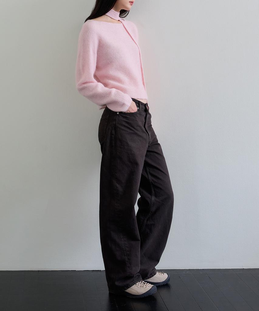 KNOWING Alpaca Muffler Knit (Pink)