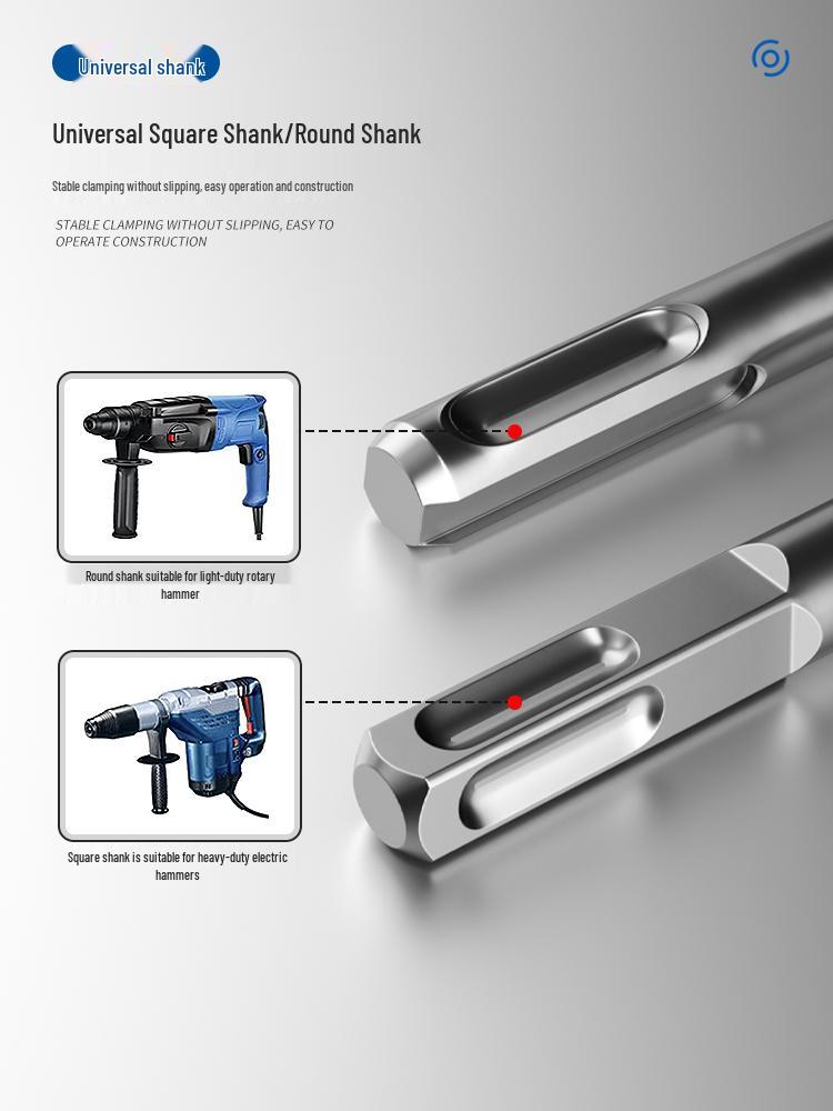 Three-Flute Round & Square Shank Drill Bit for Concrete, Cement, Rebar, Stone, Granite, Marble.