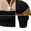 Triped Sweater Men Fashion Patchwork Knitted Pullovers Mens Stand Collar Half Zipper Knit Sweater Warm Pullover Tops