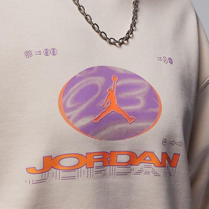 Jordan Fearless Letter Print Round Neck Fleece Casual Loose Sweatshirt Women tops Icy-Pomegranate FV4021-823