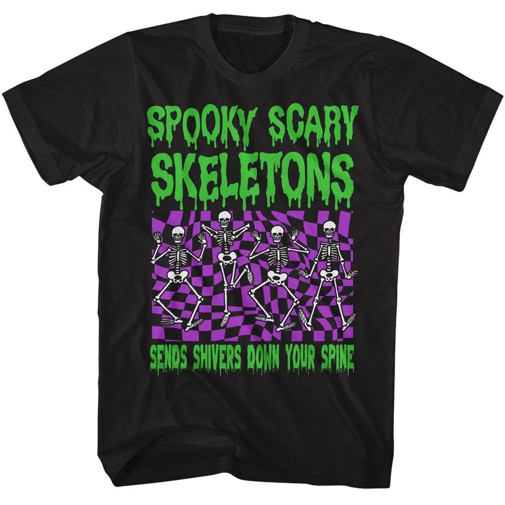 Spooky Scary Skeletons Checkers Music T-shirt Tops Tees Men's Women's Unisex