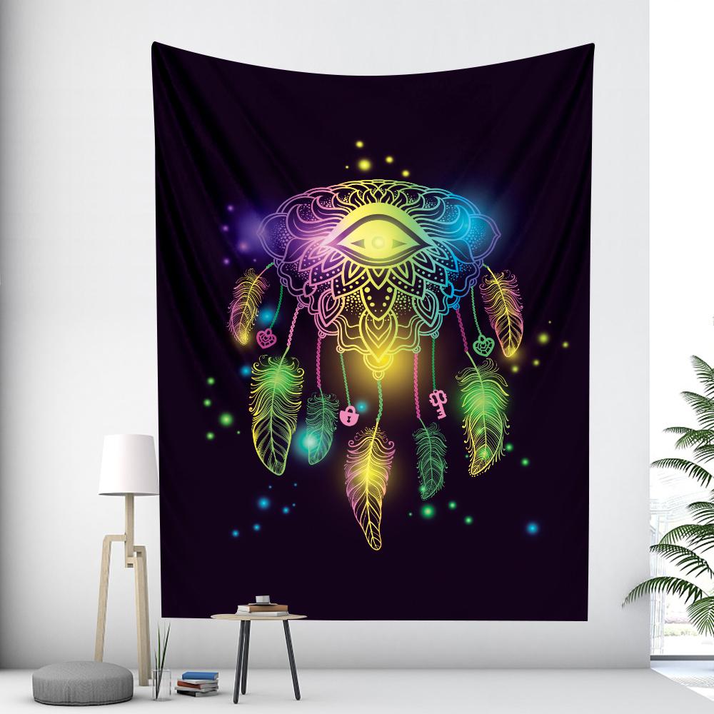 

Seven color flapping net home decoration art tapestry hippie bohemian decoration psychedelic scene wall hanging yoga mat 95x70cm