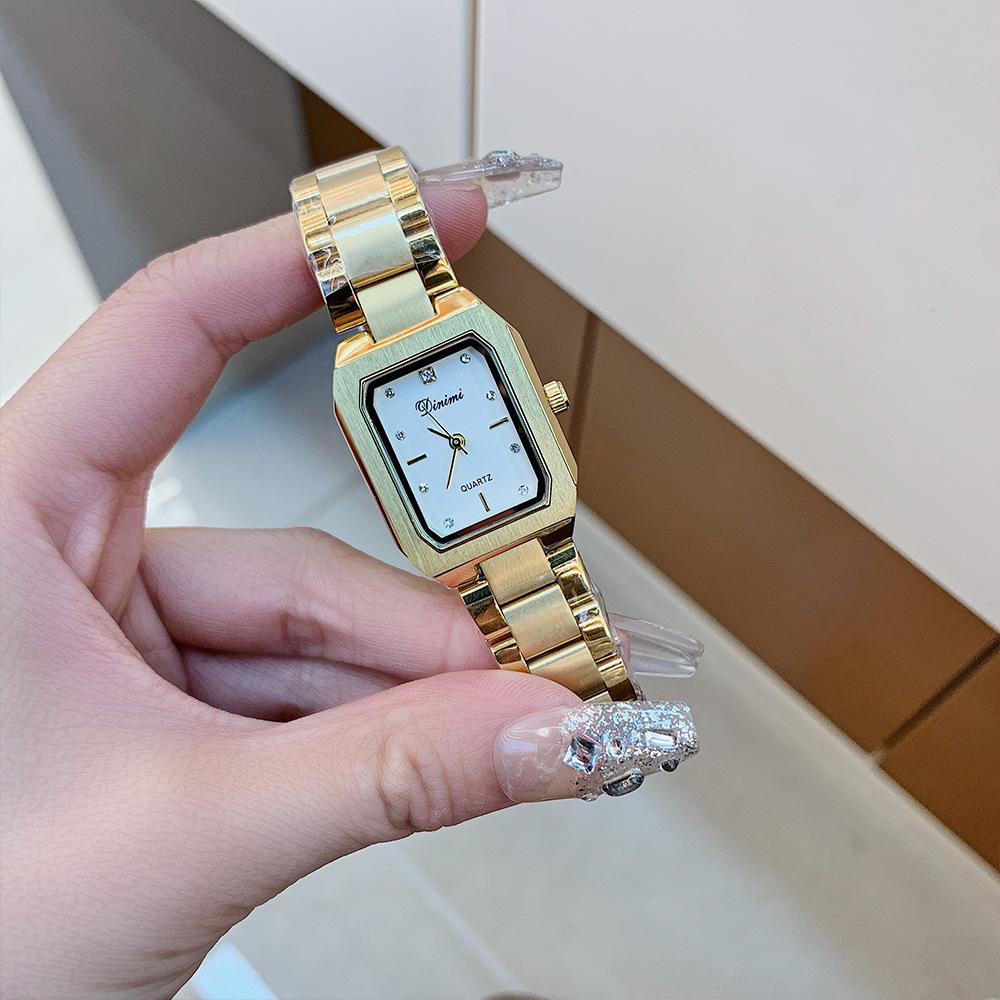 Watch Light Luxury Niche Women'S Quartz Watch Square Fashion Temperament Rhinestone Steel Belt Watch