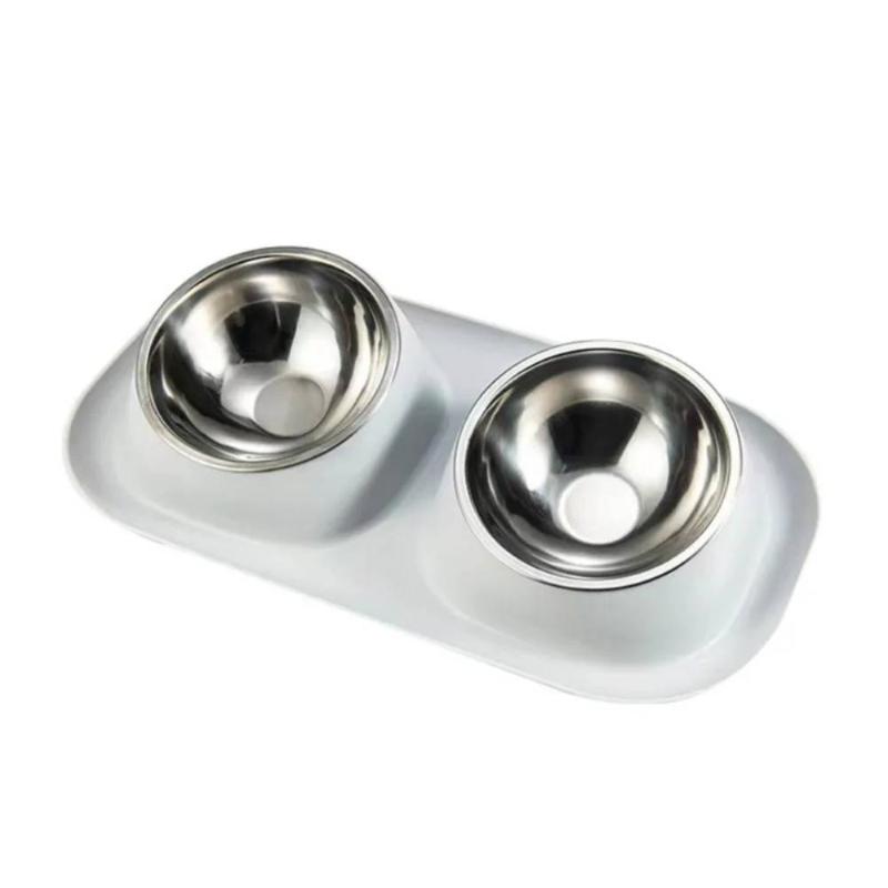 

Stainless Steel Cat Dog Bowl Anti Spill Non Tip Water Bowl Slip Resistant Feeding Dish for Home Use серый