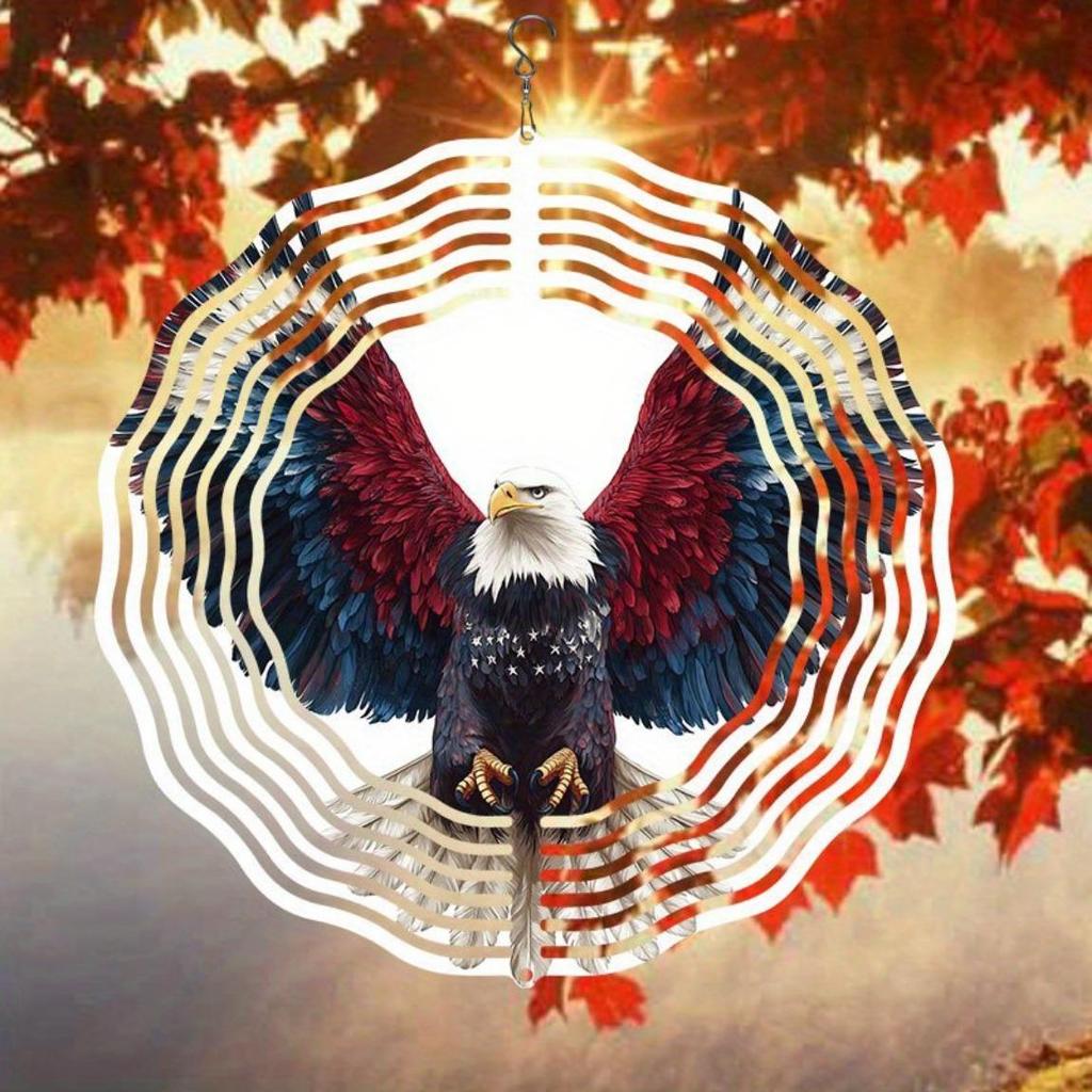 Amerikanische Flagge Adler Design Gartendeko – Klassische sich drehende Windmühle mit rotierendem Windspiel für Außenhof & Terrasse