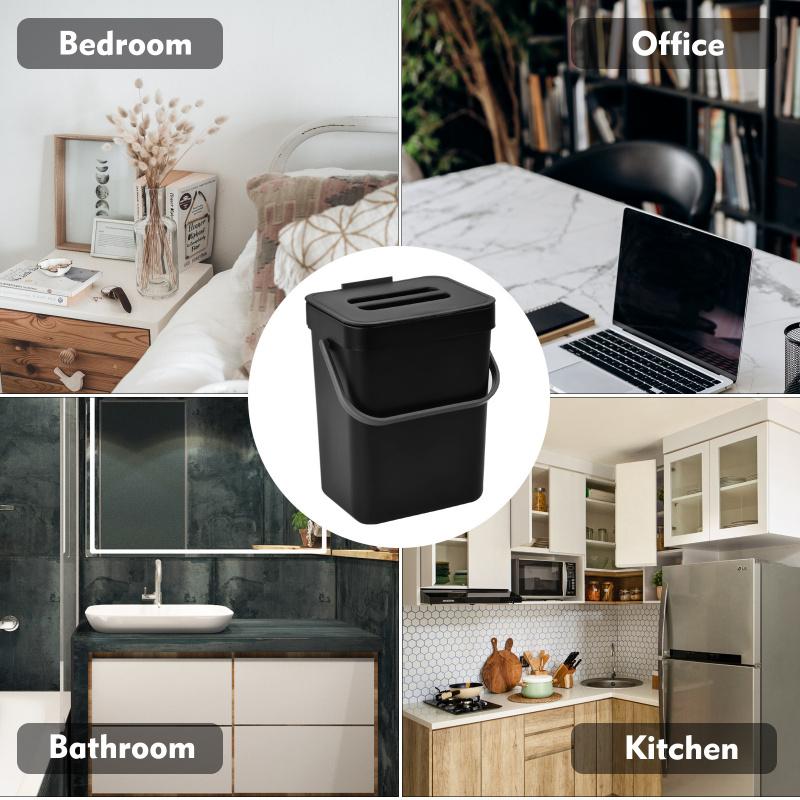 Space-Saving Quiet-Close Trash Can - 3L, Eco-Friendly Sealed Bin For Kitchen & Office, No Electricity Needed