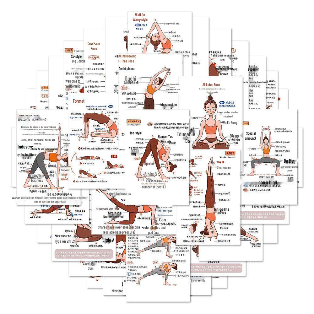 Yoga Posture Stickers & Cards: Wellness Exercise Tools for Home or Studio