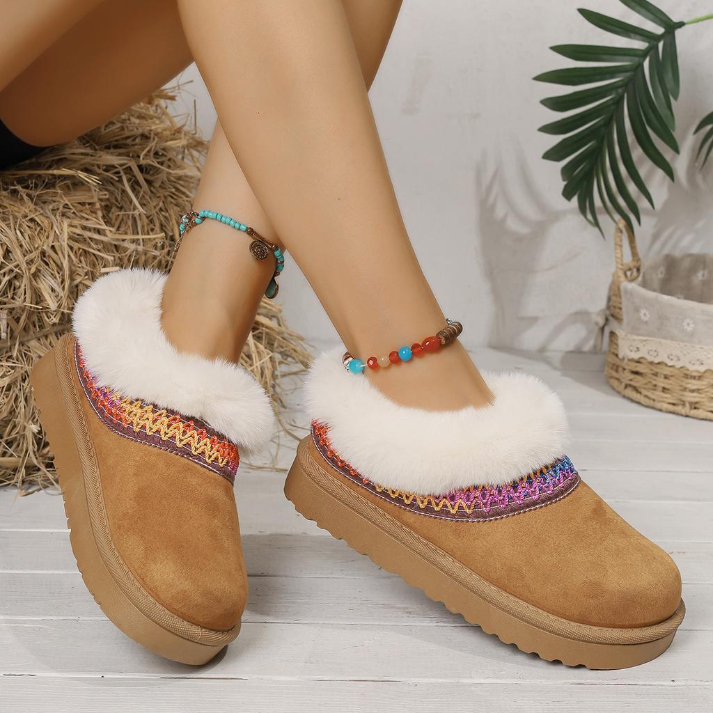 New Thick Soled Snow Boots for Winter, with Increased Height and Plush Insulation. Half Dragged Cotton Shoes with Thickened Plush Slippers