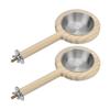 Wood Base Stainless Steel Parrots Feeding Bowl Food Water Dish Perch Stand For Cockatiels Lovebirds Small Bird Feeder