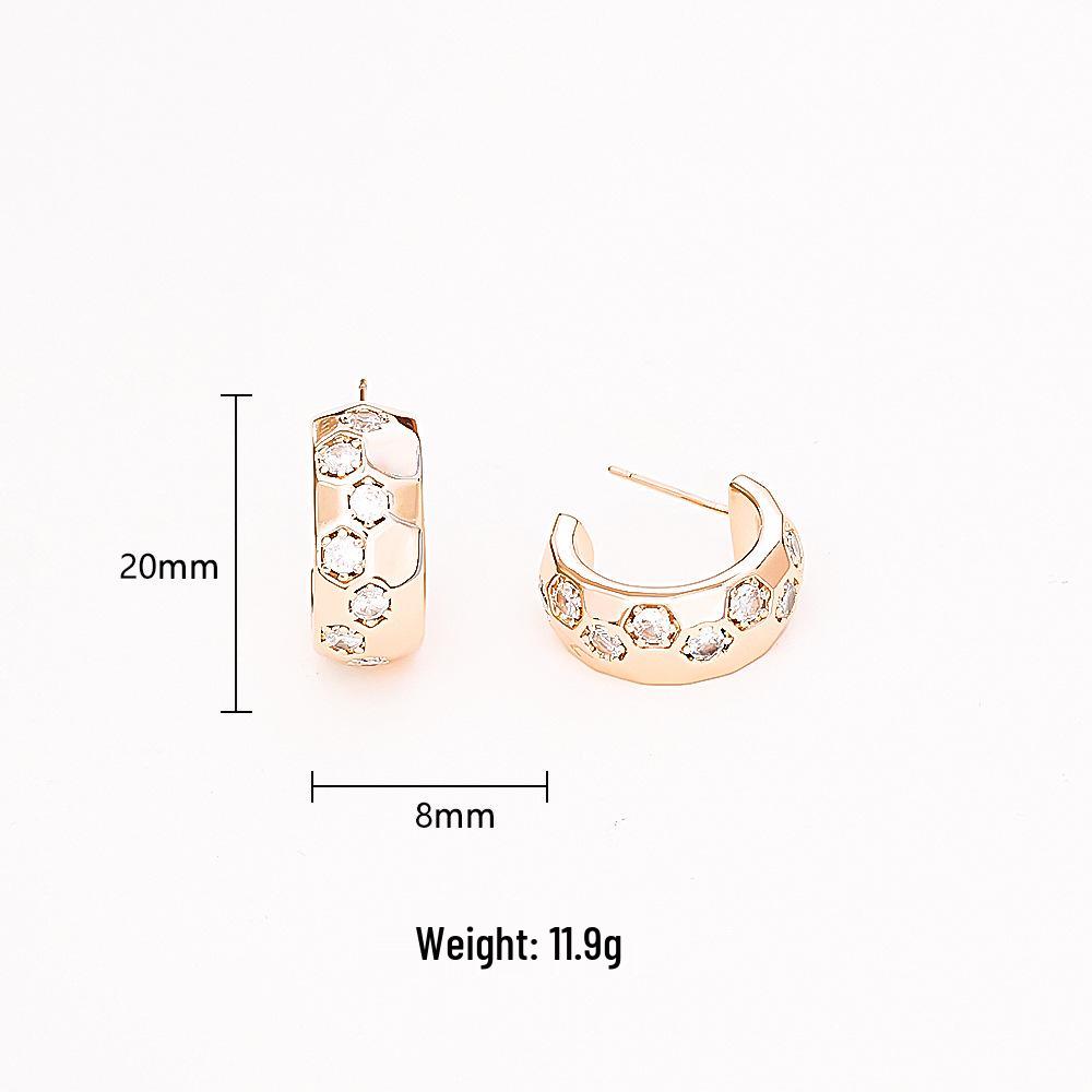 Elegant Gold-Plated C-Shaped Stud Earrings – Stylish & Sparkling for Everyday Wear, Crafted for Unique Personalities