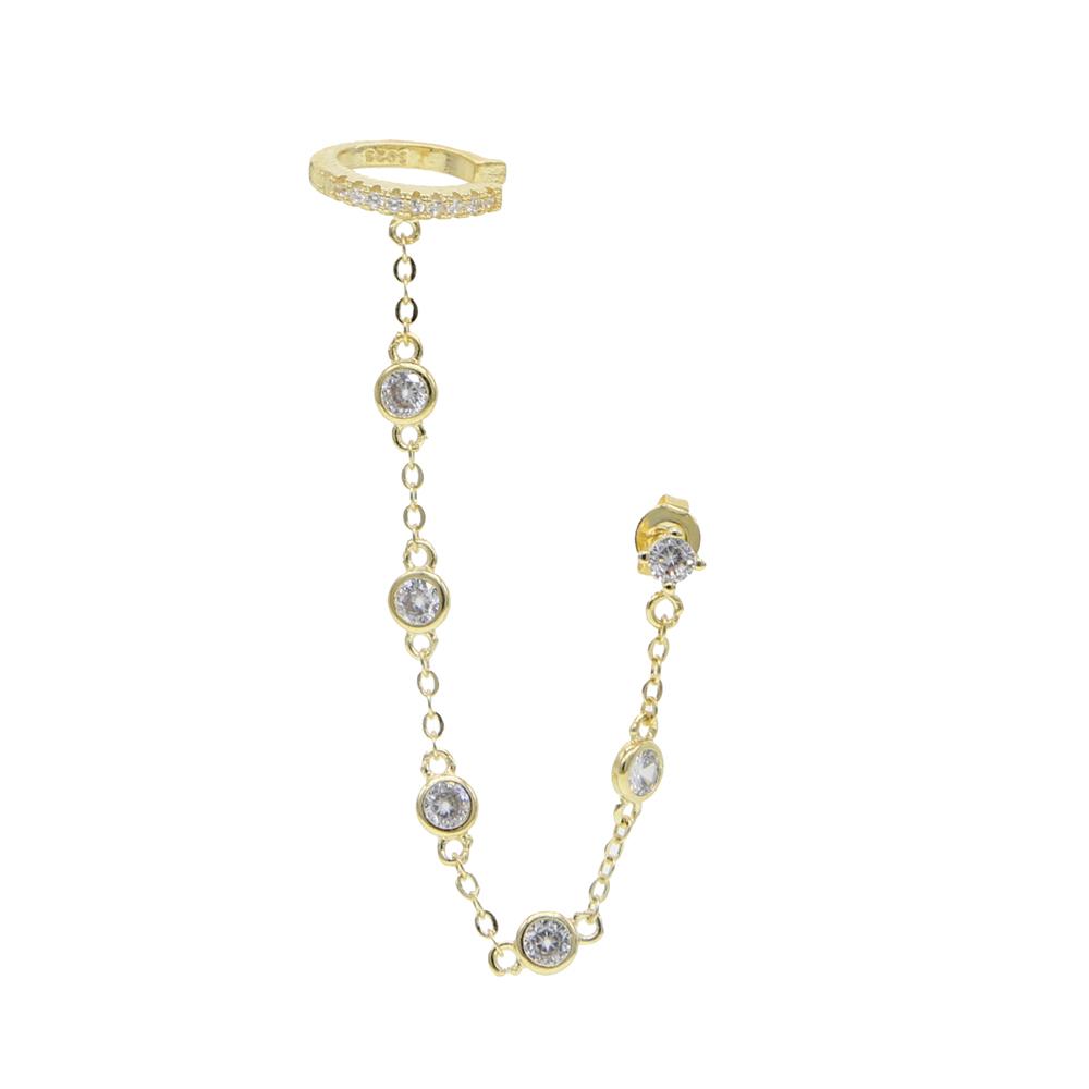 2026 New Design 5A Cubic Zirconia Colorful Link Chain Cuff Tassel Earring for Fashion Women
