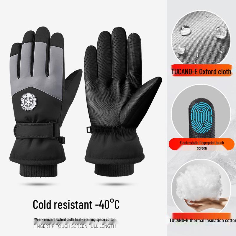 Unisex Ski Gloves: Winter Cycling, Non-Slip, Fleece-Lined, Warm, Touchscreen-Friendly, Windproof, Cold-Resistant