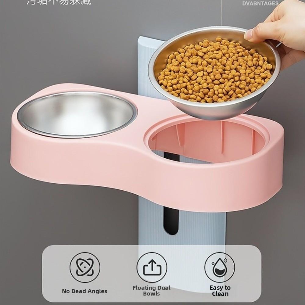 Space Saving Cats Watering Bowl Double Bowl Pet Feeding Bowl Dog Eatting Bowl  for Small Dogs