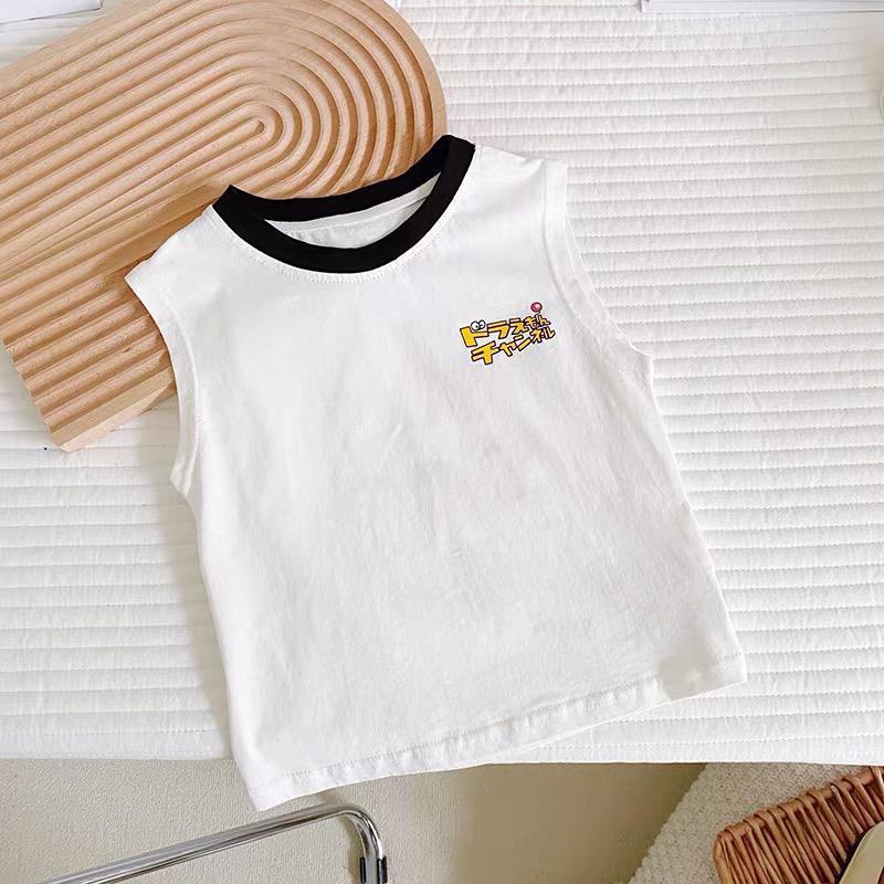 Summer Kids Cotton Cartoon Print Vest Sleeveless Inner Top For Boys And Girls