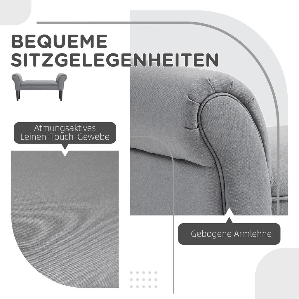 Soft Upholstered Bed Bench, 102x36x51 cm, Grey