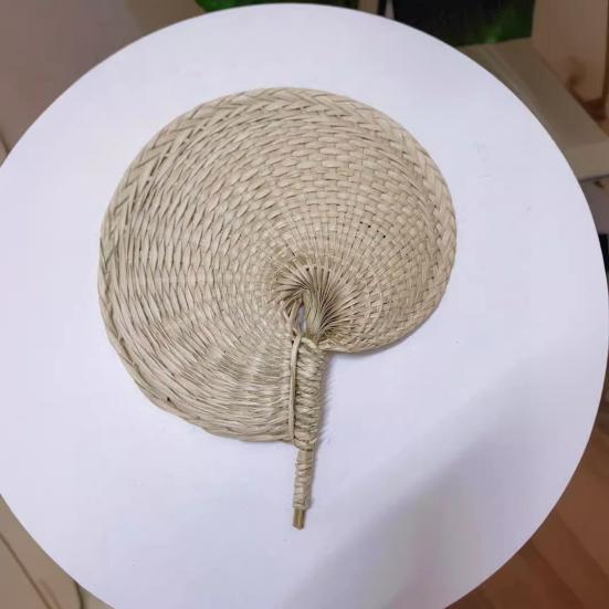 1/2Pcs Handmade Weaving Fan Chinese Style Natural Bamboo Raffia Hand Fan Woven Palm Leaf Summer Cooling Handheld Fan Wedding Party Decoration