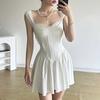 Women's Dress French Pure Desire Spice Girl Style Lace Patchwork Slip Dress Summer Ballet Girl White Waist Drop Dress