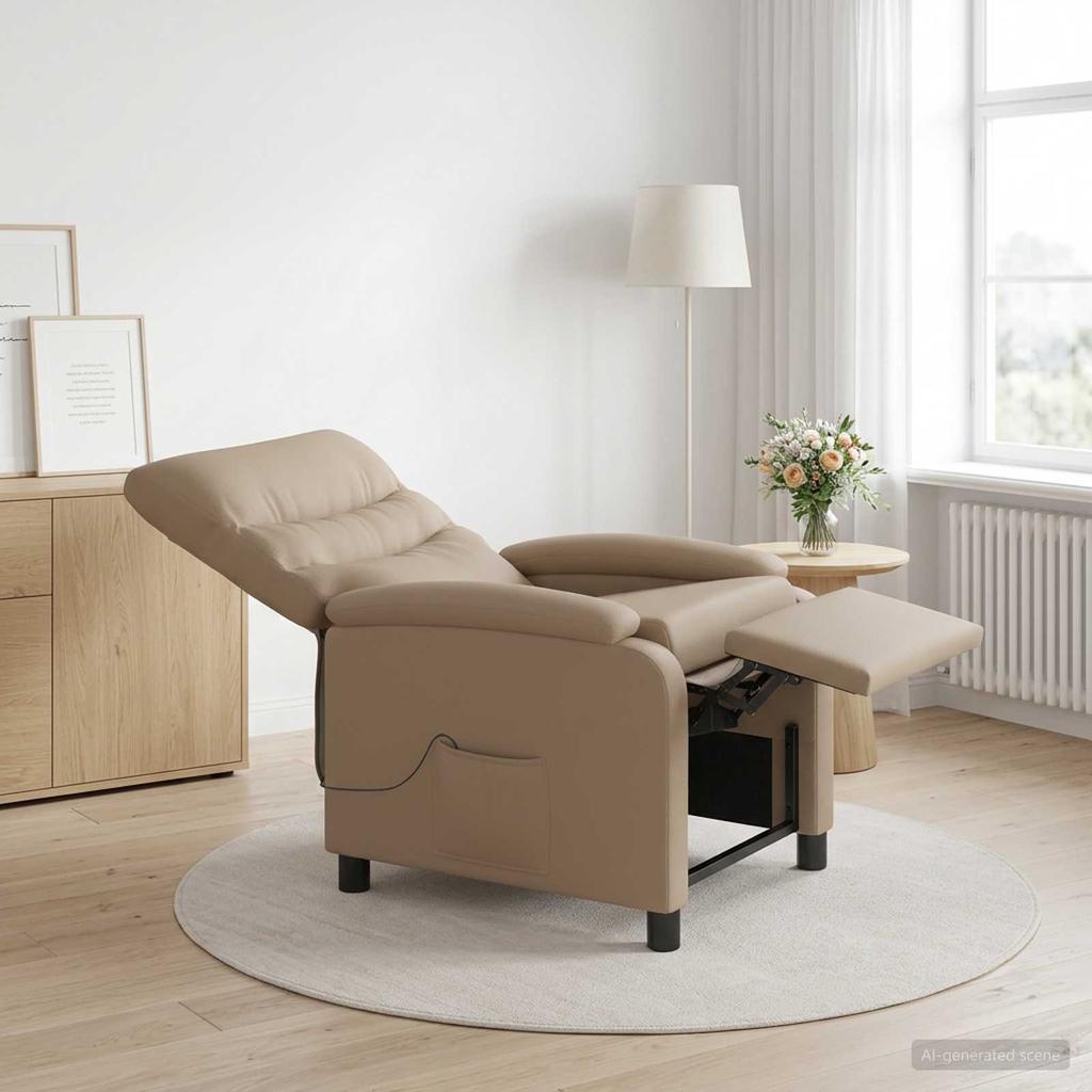 Massage Recliner Chair Cappuccino Faux Leather