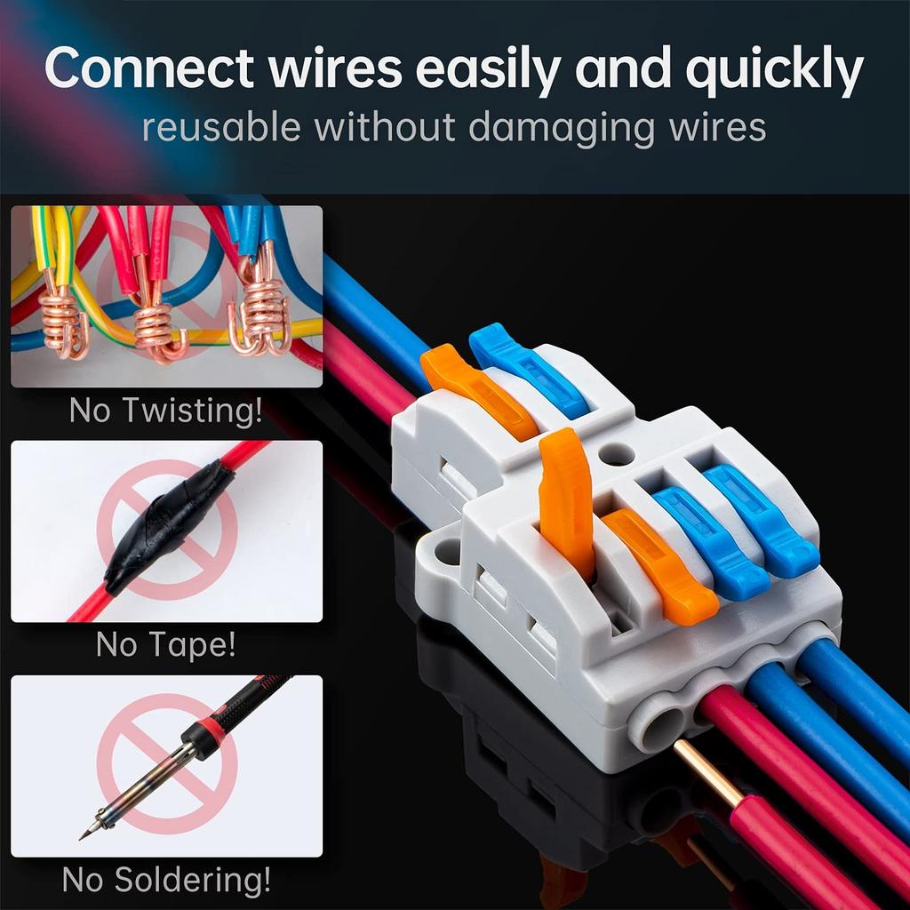 5/10pcs Wire Connectors 2 To 4 Compact Quick Connectors For Wires Pole Wire Nut Connector Terminal For 28-12 AWG