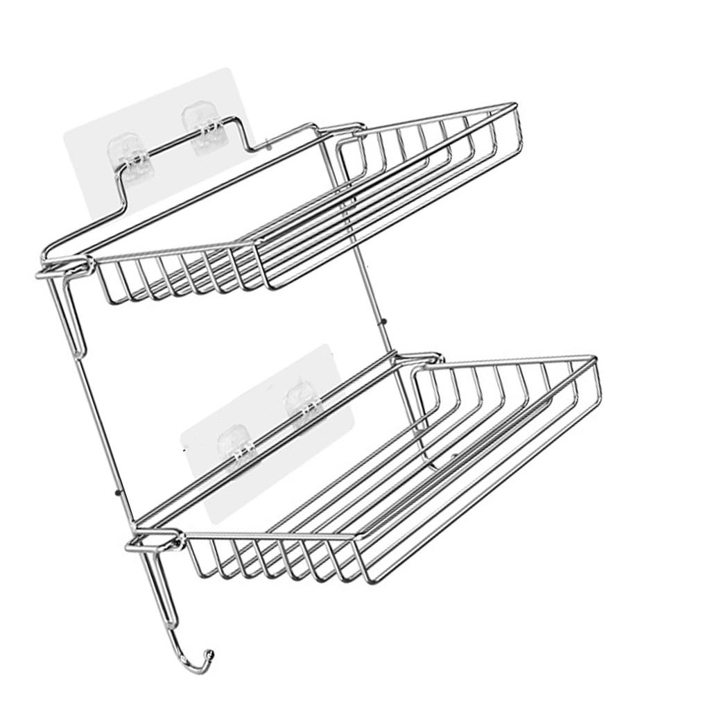 Stainless Steel Folding Storage Rack 2 Tier Bathroom Shelves Wall Mounted Kitchen Spice Rack Organizer Strong Load