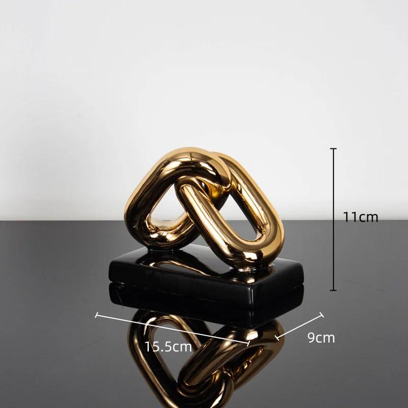 Keramisk Hantverksskulptur Guldring Dekor Figurer Heminredningstillbehör Guldkedja Skelettlås Keramikfigurer