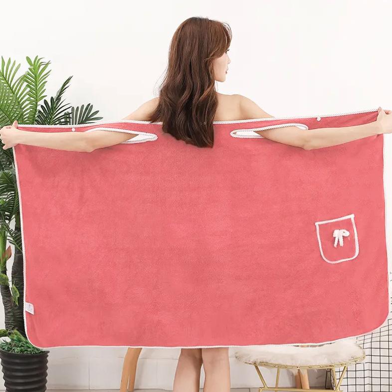 

Коралловая бархатная юбка с подшитым банным полотенцем для взрослых, носимое банное полотенце красный