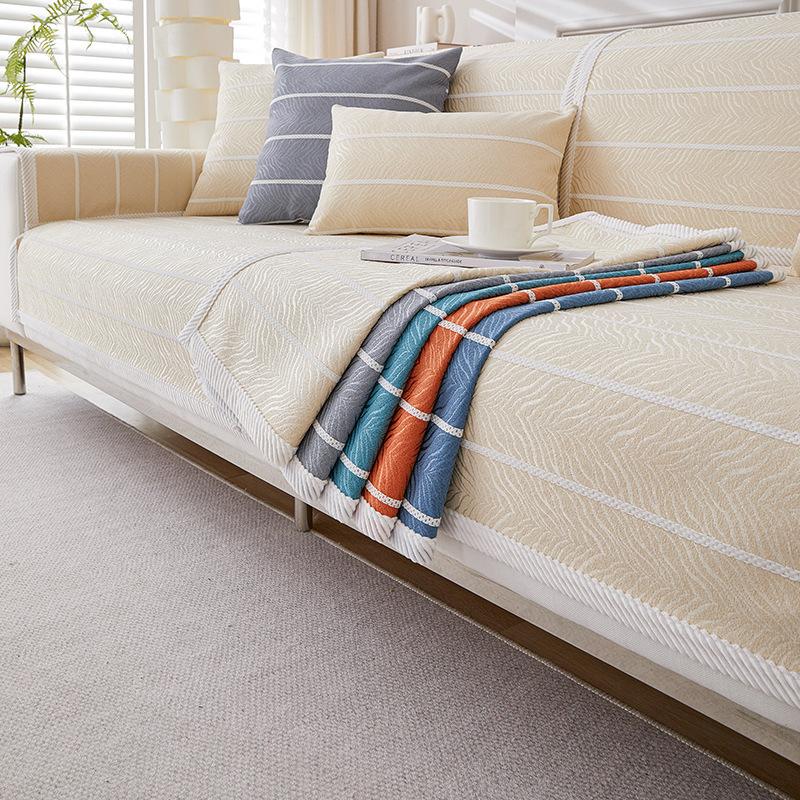 Light Luxury Non-Slip Creamy-white Sofa Cushion Four Seasons Universal New Living Room Simple Dustproof Sofa Handrail Cover Cloth Thickened