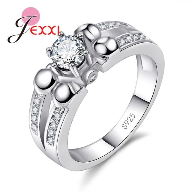 

925 Sterling Silver Rings Rould Princess Cut Clear Crystal Anniversary Ring For Lovers Wedding Engagement Accessories 6 белый