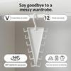 Double Sided 12 Hooks Storage Rack V Shaped Baseball Cap Holder Belt Hat Scarf Organizer Hooks Wardrobe Space Saving Rack