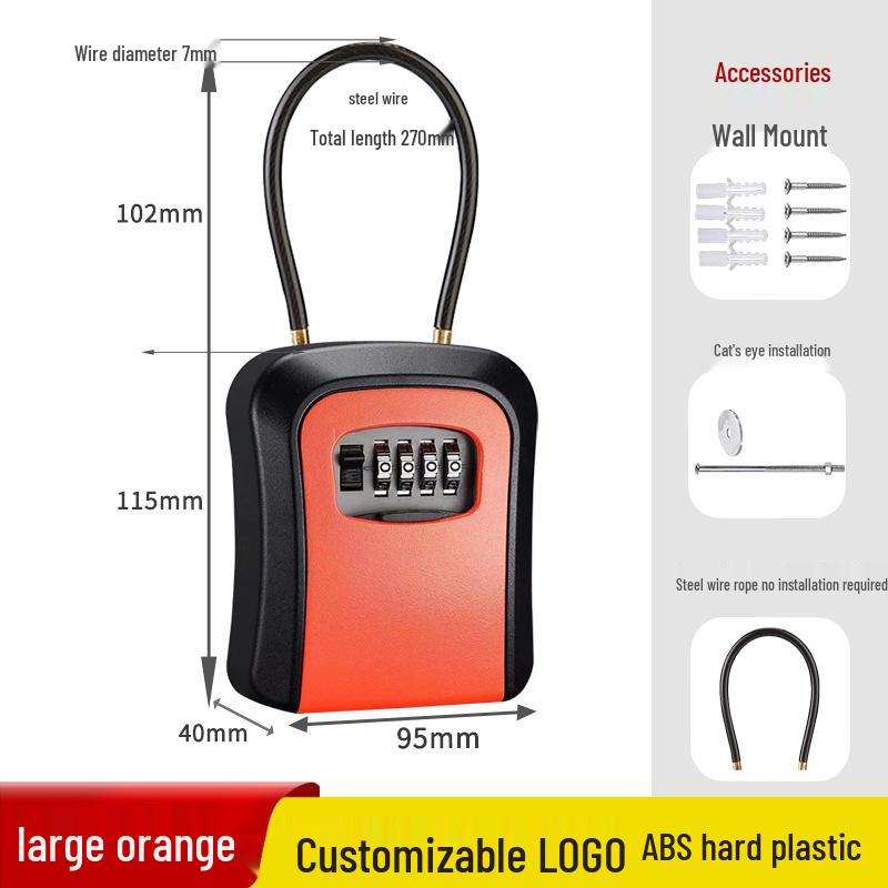 Wall-Mounted Key Lock Box for Temporary Sites with Peephole - No Drill Installation